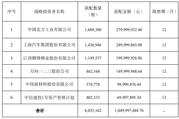 腾远钴业本次发行战略配售结果