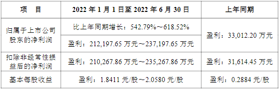 雅化集团2022年上半年业绩预告 雅化集团2022年上半年业绩预告