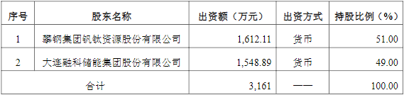 合资公司各方出资金额及持股比例 合资公司各方出资金额及持股比例
