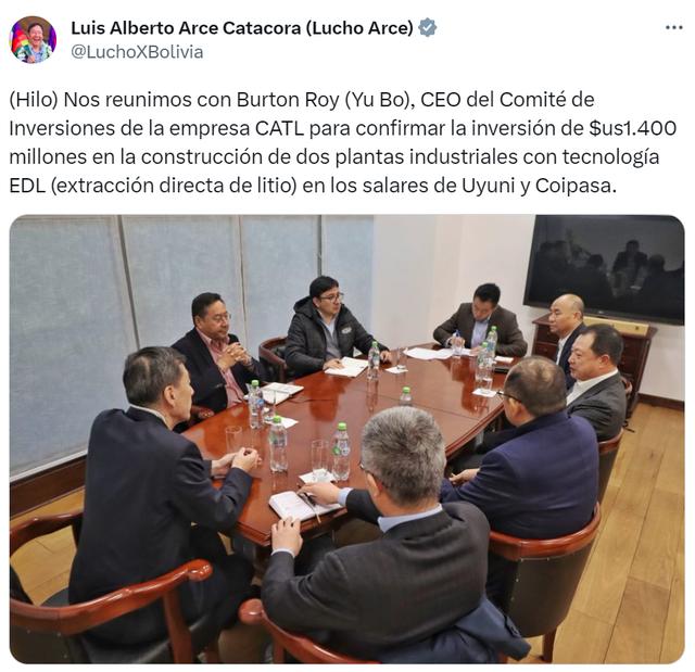 图片来源：玻利维亚总统Luis Arce推特截图