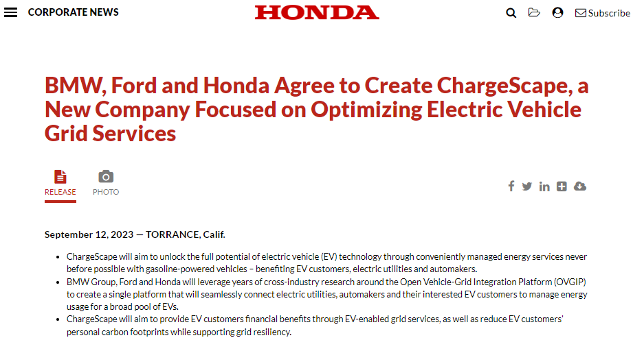 福特、宝马和本田将在北美成立合资公司