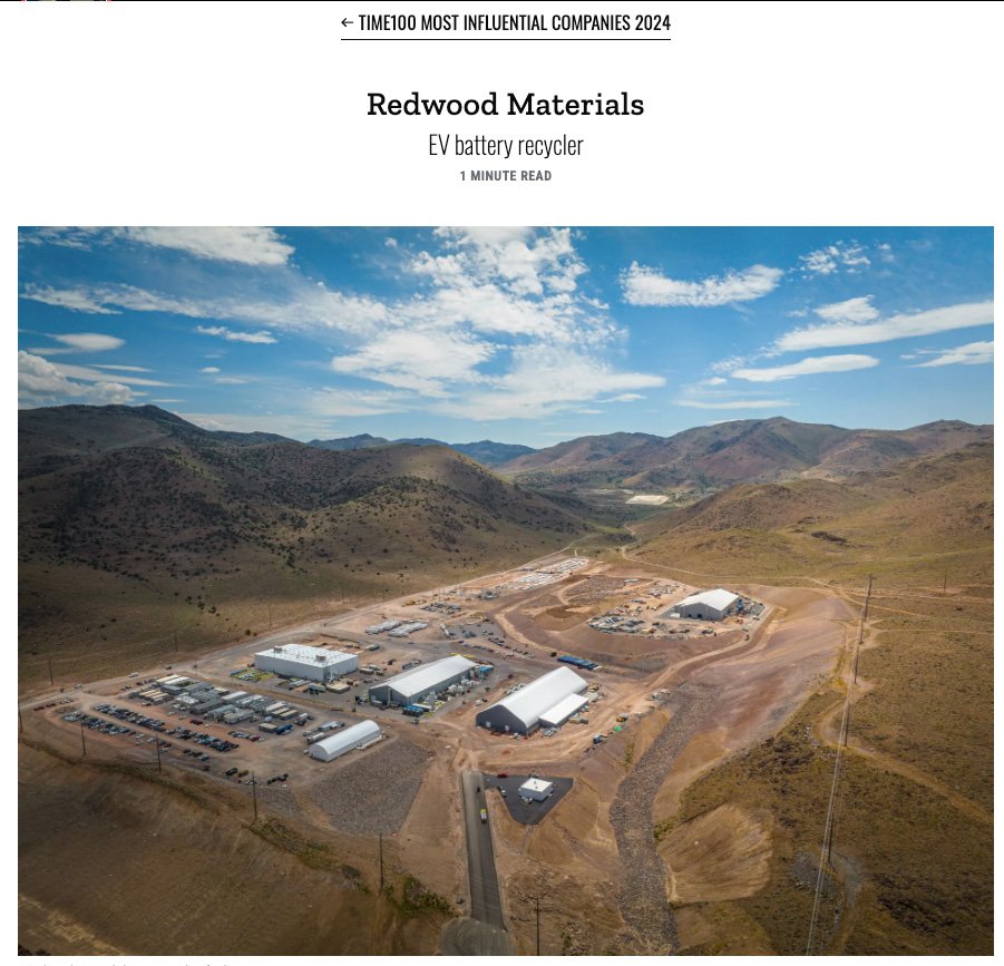 Redwood Materials(图片来源:《时代》周刊) Redwood Materials(图片来源:《时代》周刊)