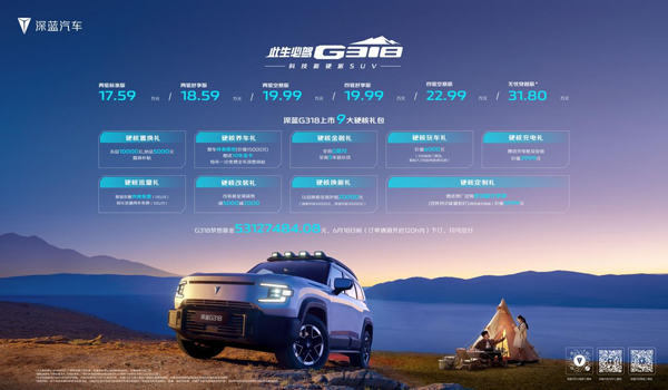 起售价仅为17.59万元!深蓝G318畅享高品质露营生活 起售价仅为17.59万元!深蓝G318畅享高品质露营生活