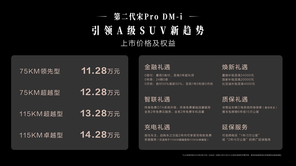 A级SUV油耗最低！第二代宋Pro DM-i上市 11.28万元起