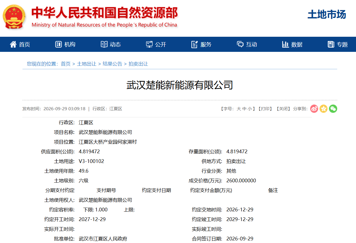 武汉楚能新能源有限公司 武汉楚能新能源有限公司